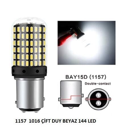 AMPUL 1016 BEYAZ ÇİFT DUY P21/W 144 LED KOD:1157