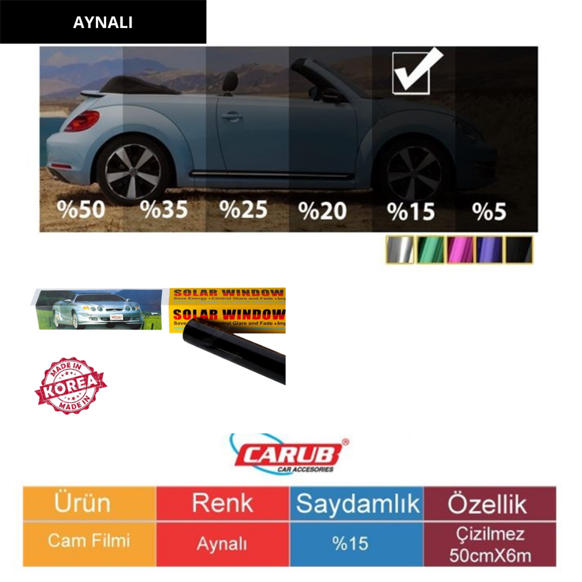 CAM FİLMİ 50CMX6M ÇİZİLMEZ AYNALI KOD:1204401