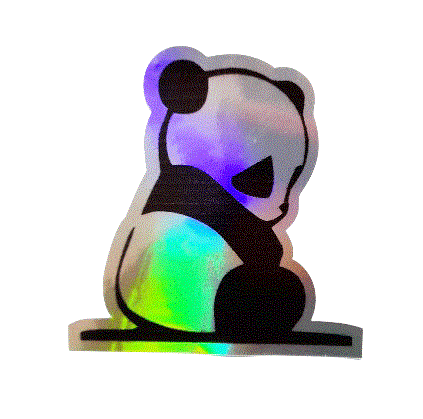 ÇIKARTMA YENİ NESİL PANDA ARKASI DÖNÜK HOLOGRAM 8X9CM KOD:1241