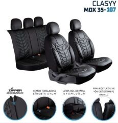 CLASYY KOMPLE DERİ OTO KOLTUK KILIFI SİYAH. NAKIŞ BEYAZ KOD:MDX35-106
