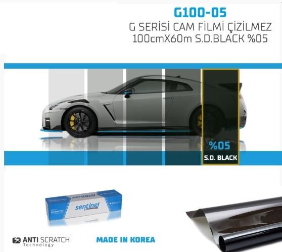 CAM FİLMİ ÇİZİLMEZ 100CMX60M S.D.BLACK SENTİNEL KOD:G100-05