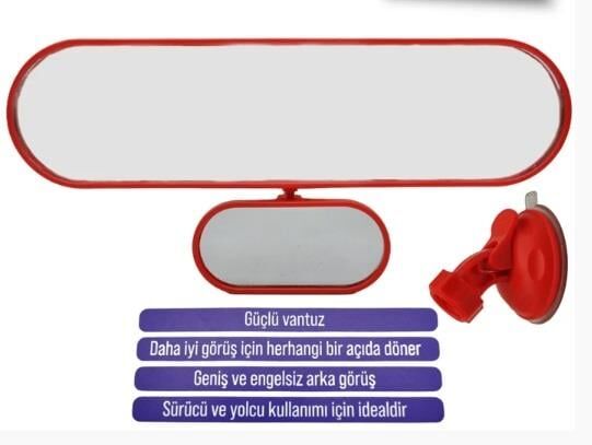AYNA ÇİFT GÖRÜŞ İÇ İLAVE VANTUZLU 27CMX7CM KIRMIZI KOD:0221184