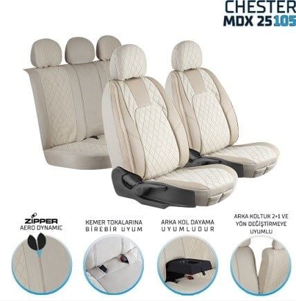 CHESTER OTO KILIFI FERMUARLI BEJ NAKIŞ BEJ KOD:MDX25-105