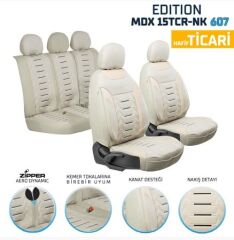 HAFİF TİCARİ ARAÇ EDİTİON NAKIŞ KETEN OTO KILIFI- FULL BEJ KOD:MDX15TCR-607