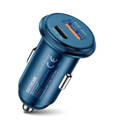 ÇAKMAK UCU SARJ SOKETİ METAL USB - TYPE C 60W MAVİ KOD:SM-30