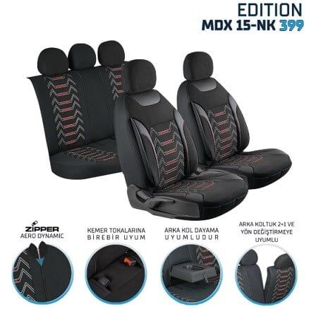 EDİTİON NAKIŞ KETEN OTO KILIFI FERMUARLI. DARK SİYAH KOD:MDX15-NK-399