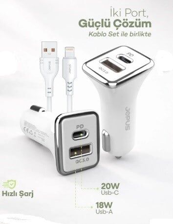 ARAÇ ŞARJI IPONE SET 38W JOPUS 57318 KOD:908665