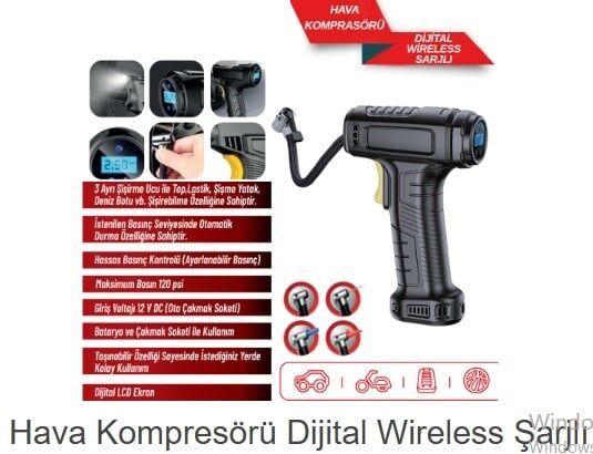 HAVA KOMPRESÖRÜ DİJİTAL WİRELESS ŞARJLI KOD:2491331