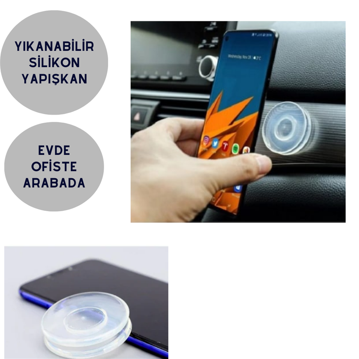 TELEFON TUTUCU JEL PAD UNIVERSAL YUVARLAK KOD:5901060