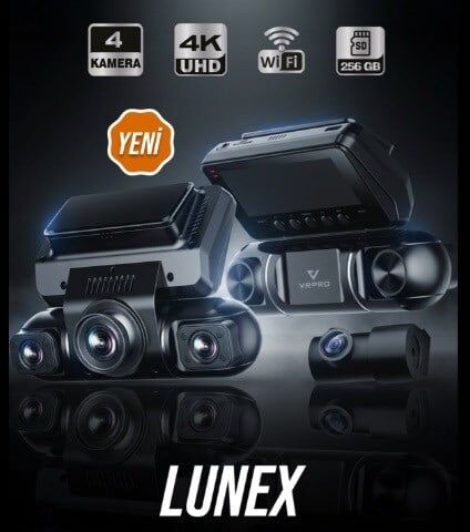 LUNEX 4 KAMERALI 4K UHD Wi-Fi & GPS AKILLI ARAÇ KAMERASI 256 GB Microsd DESTEĞİ - 24 SAAT PARK İZLEME KOD:LUNEX