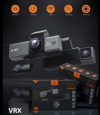 VRX 3 KAMERALI 4K UHD Wi-Fi AKILLI ARAÇ KAMERASI - ADAS BSD & 24 SAAT PARK İZLEME 256 GB MİCRO SD DESTEĞİ KOD: VRX