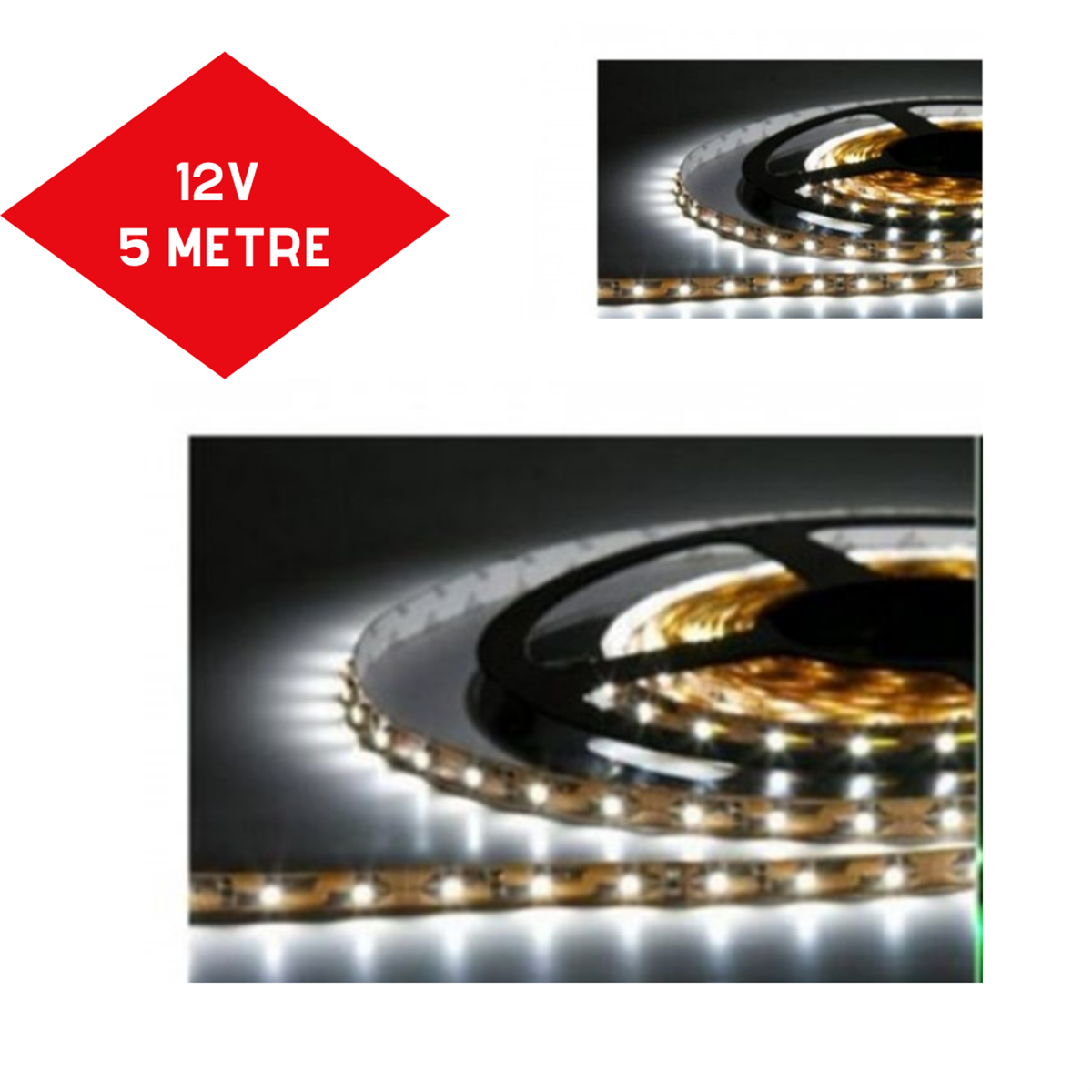 LED ŞERİT 12V 5MT BEYAZ 3 ÇİPLİ KOD:SL