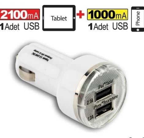 AUTOMİX  12V-24V USB ŞARJ SOKET İKİLİ KOD:36481