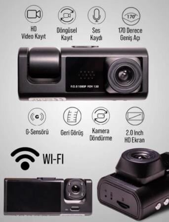 3 KAMERALI WİFİLİ KAYIT KAMERASI VR09