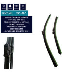 SİLECEK ÖN CADDY SUPERB PEUGEOT HYUNDAİ CEED ALFA ROMEO 24''+18'' 2'Lİ TAKIM KOD:95-903