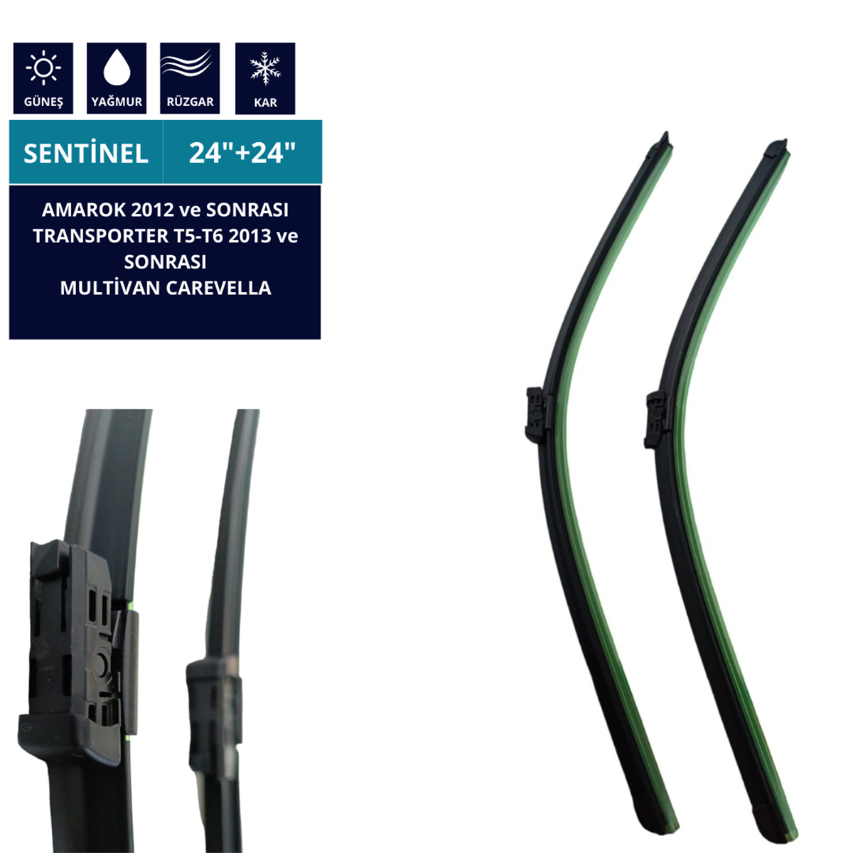 SİLECEK ÖN AMAROK TRANSPORTER MULTİVAN CAREVELLA 24''+24'' 2'Lİ TAKIM KOD:95-909