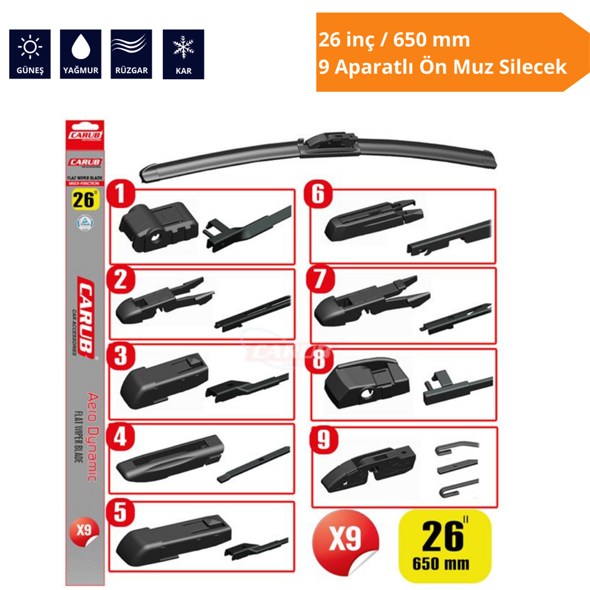 APARATLI ÖN MUZ SİLECEK 26 İNÇ/650 MM KOD:1353361