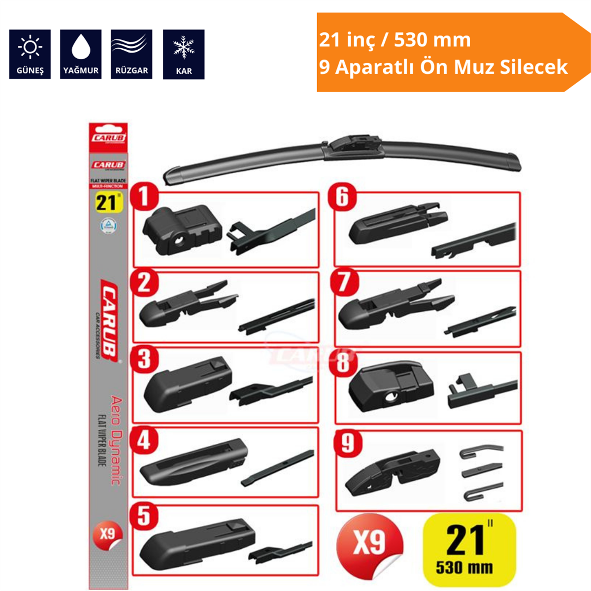 APARATLI ÖN MUZ SİLECEK 21 İNÇ/530 MM KOD:1353358