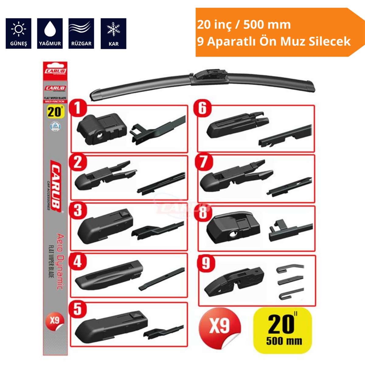 APARATLI ÖN MUZ SİLECEK 20 İNÇ/500 MM KOD:1353357