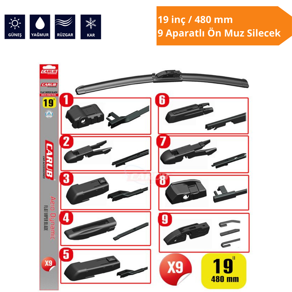 APARATLI ÖN MUZ SİLECEK 19 İNÇ/480 MM KOD:1353356