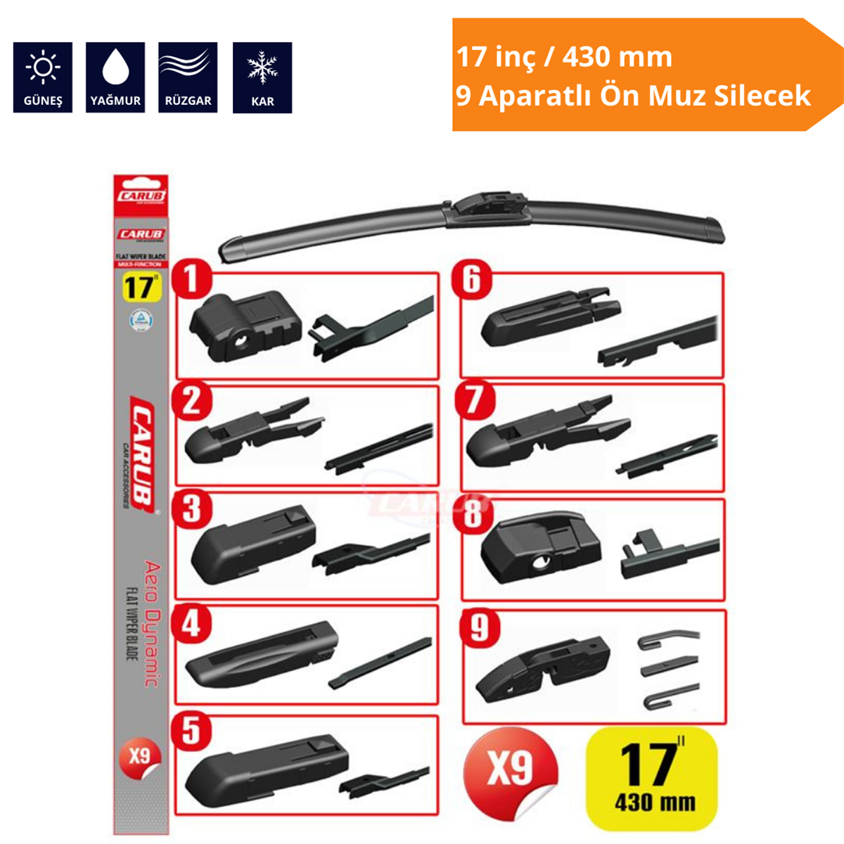 APARATLI ÖN MUZ SİLECEK 17 İNÇ/430 MM KOD:1353354