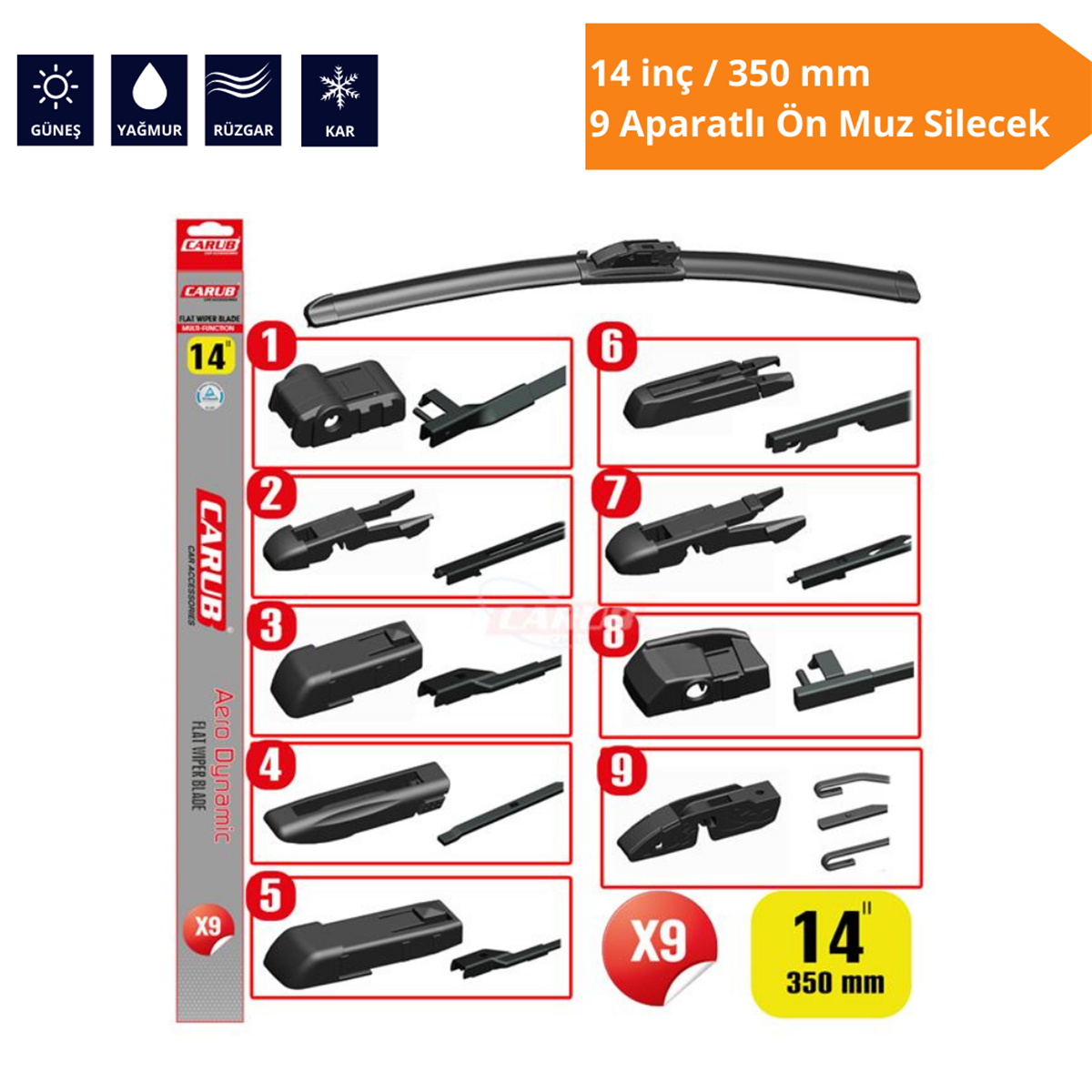 APARATLI ÖN MUZ SİLECEK 14 İNÇ/350 MM KOD:1353351