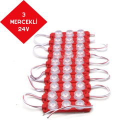 PARMAK LED 24V LAMBA 3 MERCEKLİ CAMLI KIRMIZI KOD:0409936
