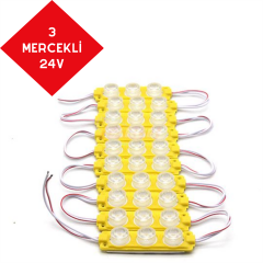 PARMAK LED 24V LAMBA 3 MERCEKLİ CAMLI SARI KOD:0409937