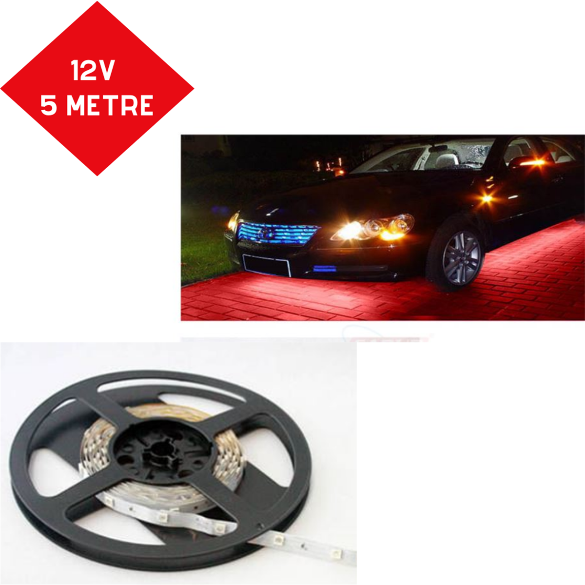 LED ŞERİT KIRMIZI 5M 12V 3 ÇİPLİ KOD:SL2