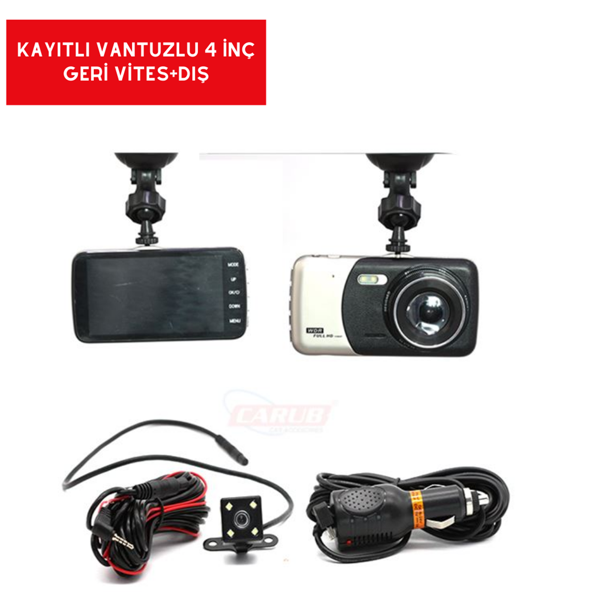 KAMERA GERİ VİTESLİ 4 İNÇ EKRAN KAYITLI VANTUZLU KOD:0015804
