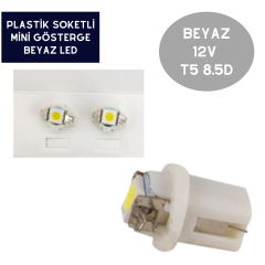 T5 AMPUL (5D) BEYAZ İĞNE GÖSTERGE LEDİ 12V SOKETLİ KOD:T58.5D