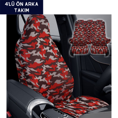 SERVİS KILIFI PENYE ÖN-ARKA TAKIM SİYAH-KIRMIZI KAMUFLAJ KOD:SKPT