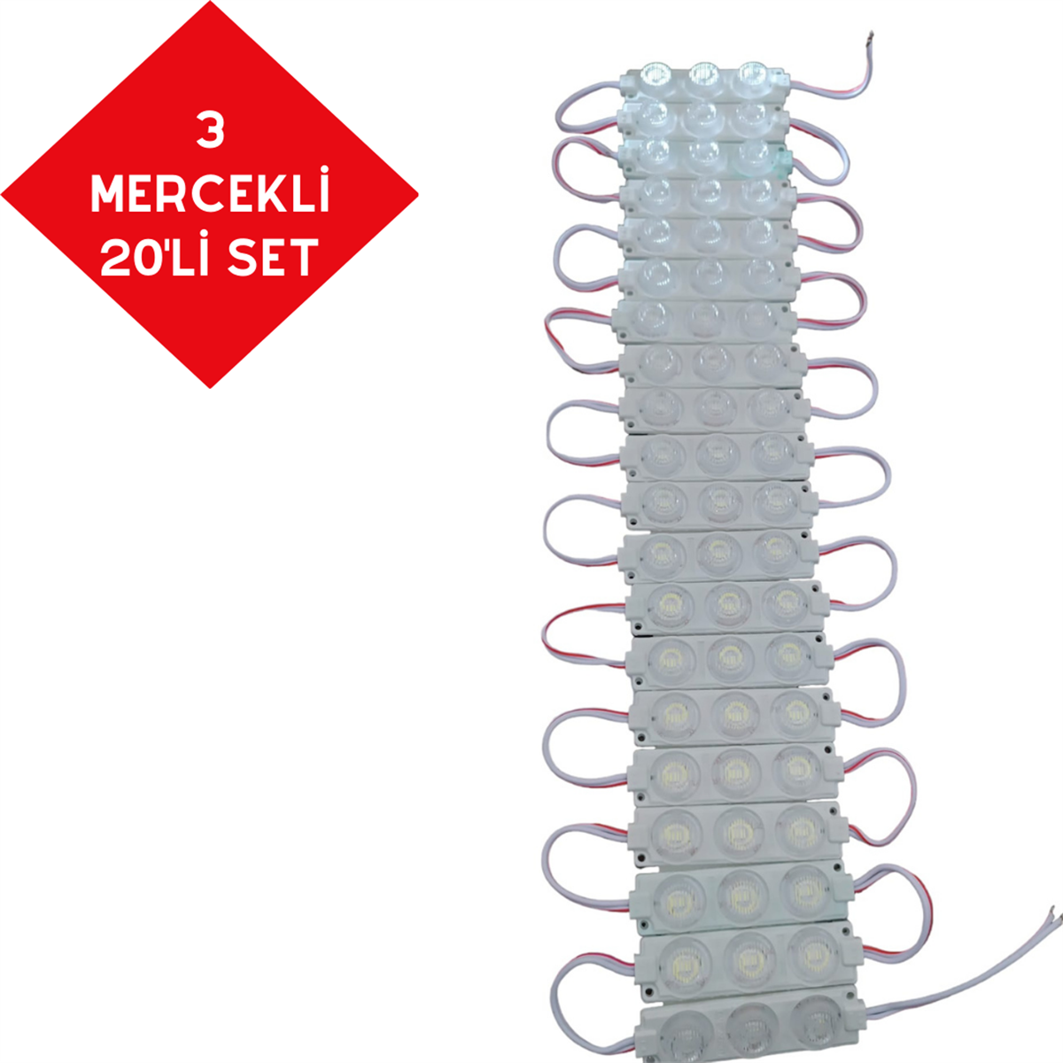 PARMAK LED 12V LAMBA 3 MERCEKLİ CAMLI BEYAZ KOD:0409928