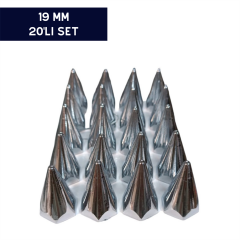 BİJON KAPAĞI KROMLU SİVRİ 19MM 20'Lİ SET KOD:007037