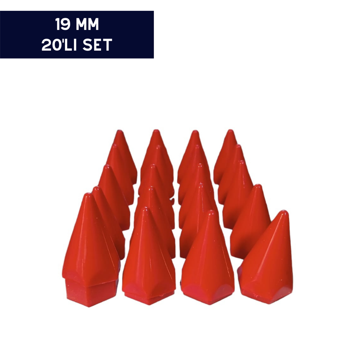 BİJON KAPAĞI RENKLİ SİVRİ KIRMIZI 19MM 20'Lİ SET KOD:007038