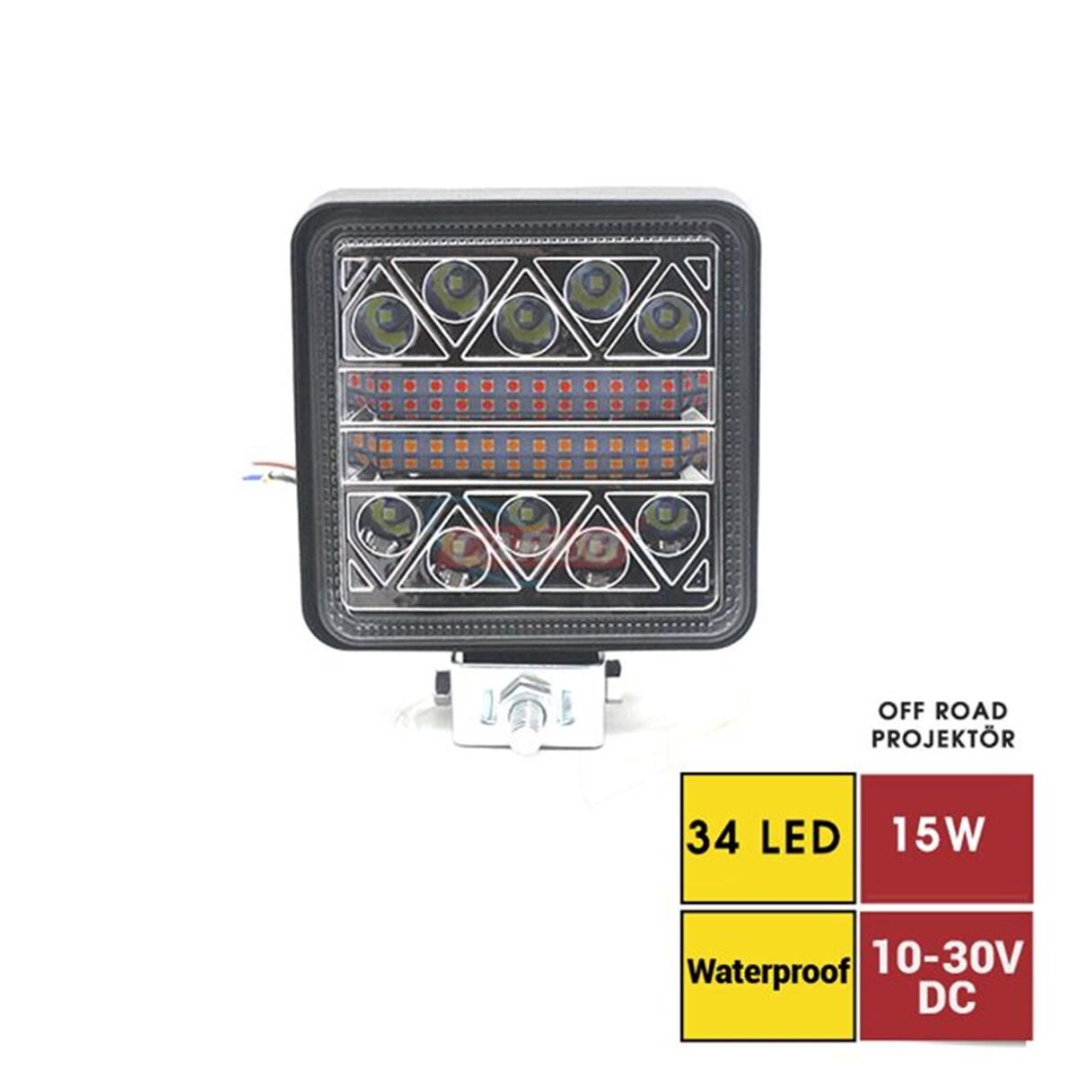 OFF ROAD PROJEKTÖR 10-30V 34 LED KOD:3010603