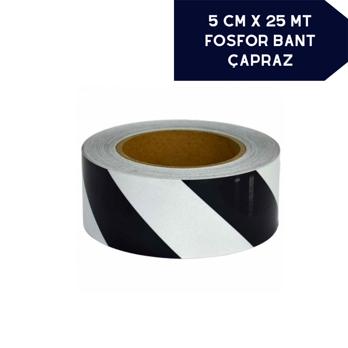 FOSFOR BANT ÇAPRAZ 5CMX25M SİYAH BEYAZ KOD:2406006