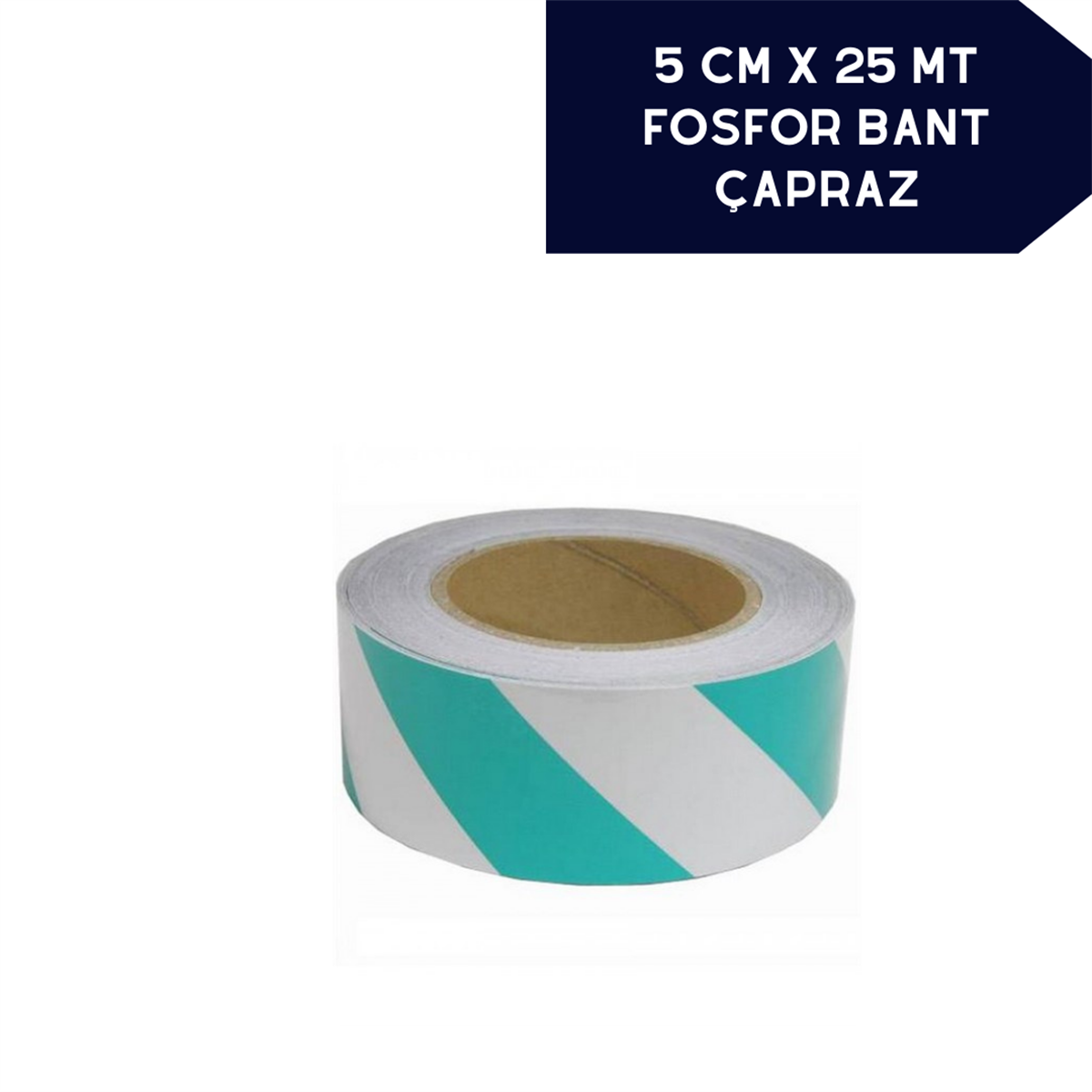 FOSFOR BANT ÇAPRAZ 5CMX25M BEYAZ YEŞİL KOD:2406004