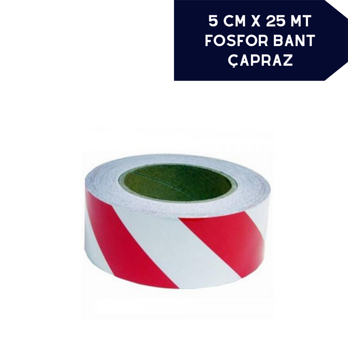 FOSFOR BANT ÇAPRAZ 5CMX25M BEYAZ KIRMIZI KOD:2406001