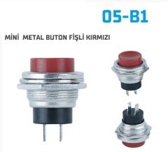 MİNİ METAL BUTON FİŞLİ KIRMIZI 10LU 05-B1
