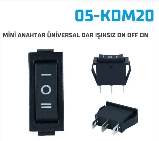 MİNİ ANAHTAR ÜNİVERSAL DAR IŞIKSIZ ON OFF ON  10LU 05-KDM20