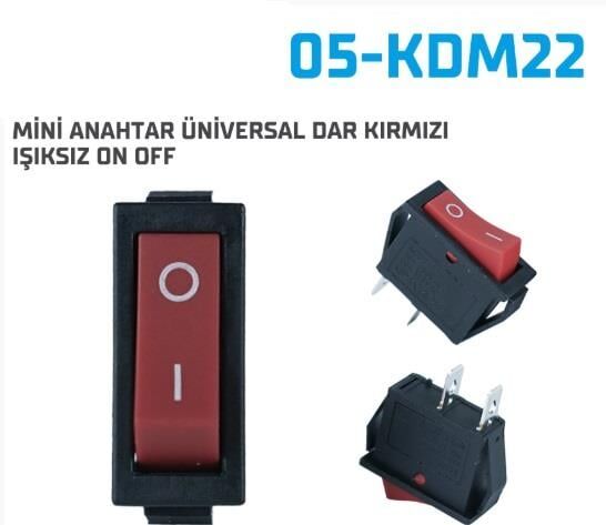 MİNİ ANAHTAR ÜNİVERSAL DAR KIRMIZI IŞIKSIZ ON OFF 10LU 05-KDM22