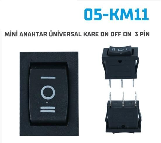 MİNİ ANAHTAR ÜNİVERSAL KARE ON OFF ON 3 PİN 10 LU 05-KM11