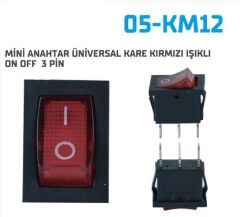 MİNİ ANAHTAR ÜNİVERSAL KARE KIRMIZI ON OFF 10 LU 05-KM12