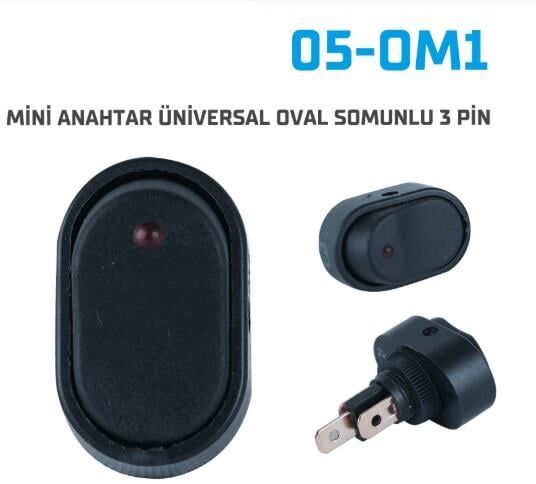 MİNİ ANAHTAR ÜNİVERSAL OVAL SOMUNLU 3 PİN 10 LU 05-OM1