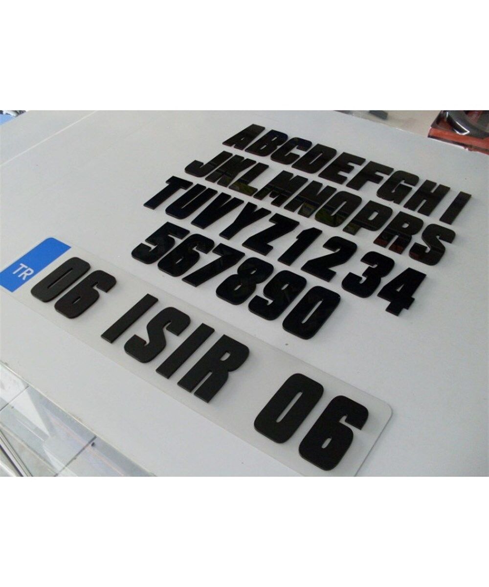 PLEKSİ PLAKA HARFİ (16 ADET) AKRİLİK SLİKON YAPIŞTIRMA YÜZEYLİ KOD:PLKH