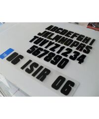 PLEKSİ PLAKA HARFİ (16 ADET) AKRİLİK SLİKON YAPIŞTIRMA YÜZEYLİ KOD:PLKH