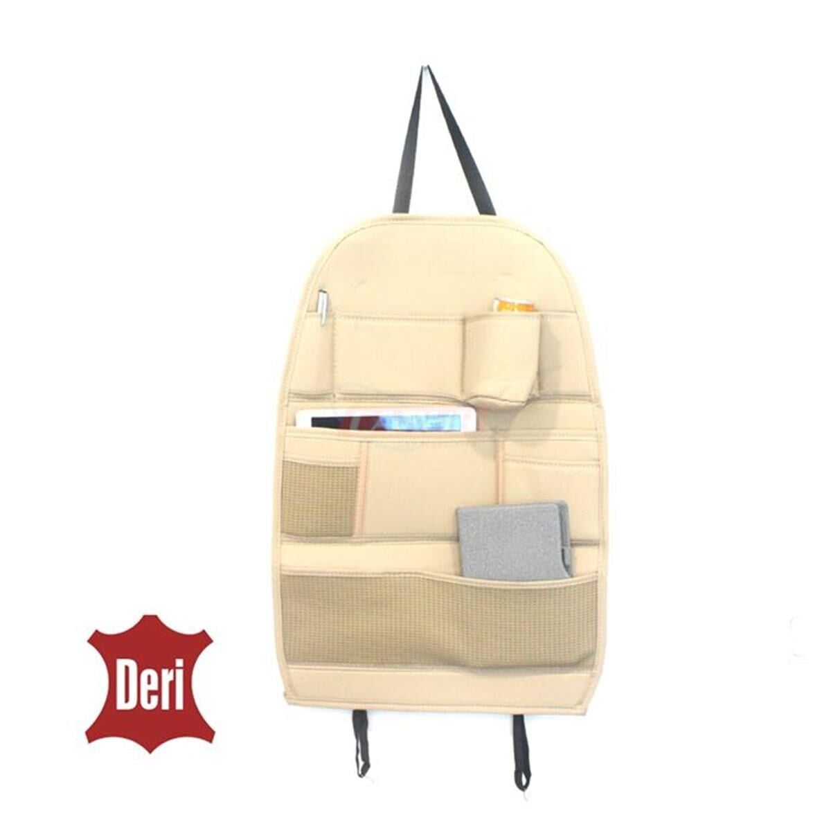 KOLTUK ARKASI ORGANİZER ÇANTA DERİ BEJ KOD:5902215