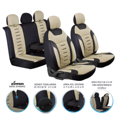 KOLTUK KILIFI EDİTİON NAKIŞ KETEN FERMUARLI BEJ KOD:MDX15-NK402