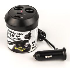 ÇAKMAK SOKETİ 12V BARDAKLIK TİPİ USB GİRİŞLİ KOD:24179